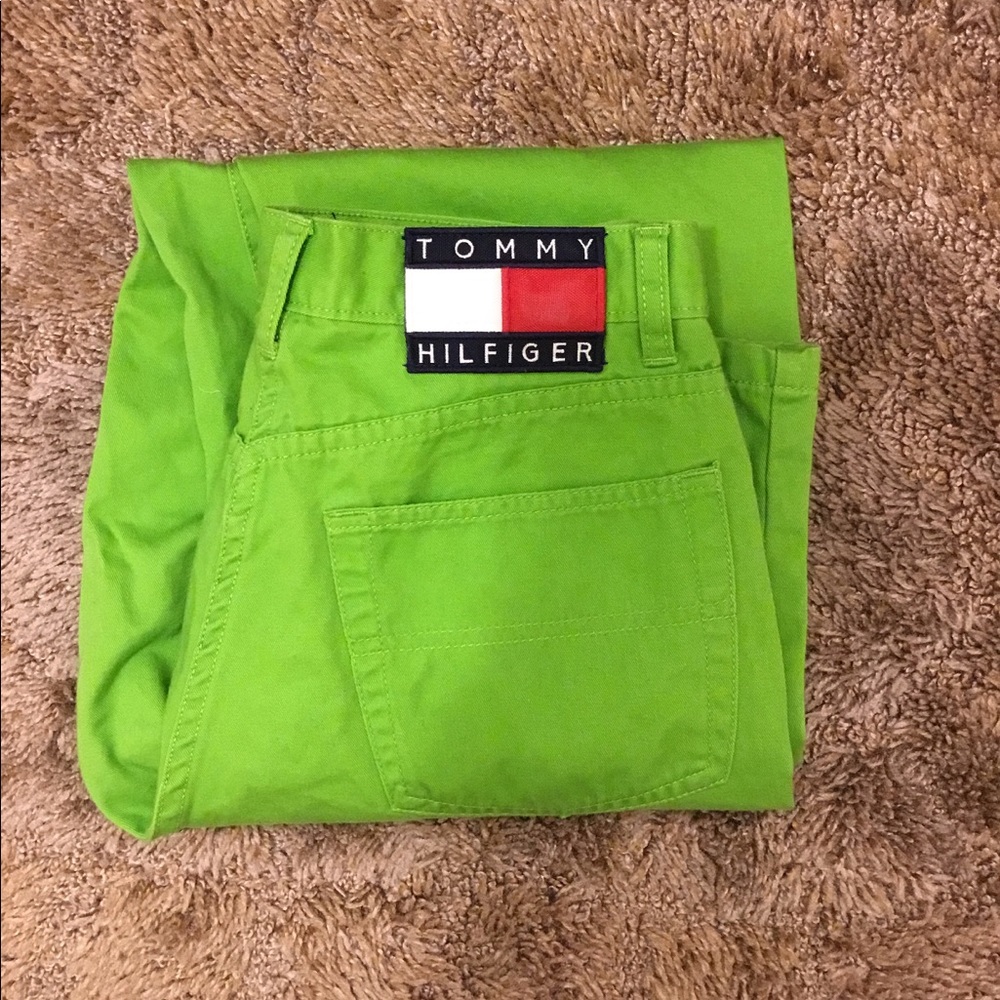 RARE 90s Tommy Hilfiger LIME green jeans size 4